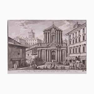 Giuseppe Vasi, Chiesa dei SS. Vincenzo ed Anastasio, Etching, Late 18th Century