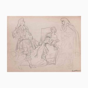 Pierre Georges Jeanniot, Figures, Dessin Original au Crayon, Début du 20ème Siècle