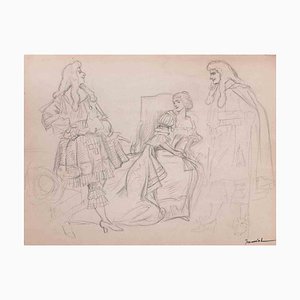Pierre Georges Jeanniot, Figures, Original Pencil Drawing, Early 20th Century