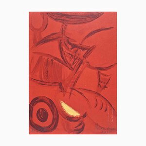 Primo Conti, Composición abstracta en rojo, Litografía original, 1973