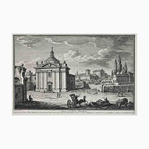 Aguafuerte después de Giuseppe Vasi, SS.Pietro e Marcellino Church, siglo XVIII