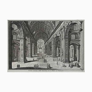 After Giuseppe Vasi, Interior of S.Pietro in Vaticano, Etching, 18th Century