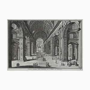 D'après Giuseppe Vasi, Intérieur de S.Pietro in Vaticano, Gravure, 18ème Siècle