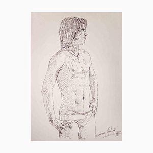 Anthony Roaland, Portrait d'un Garçon, Dessin Original à la Plume, 1981