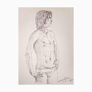Anthony Roaland, Portrait of a Boy, Original Pen Drawing, 1981