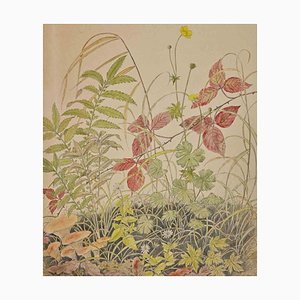Anne Gallion-Krohn, Flowers, Plants and Mushrooms, Mid 20th Century, Ink & Watercolor