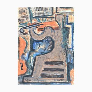 Emilio Notte, The Violin, Original Lithograph, 1978