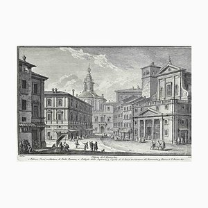 After Giuseppe Vasi, S.Eustachio Church, Etching, Late 18th Century