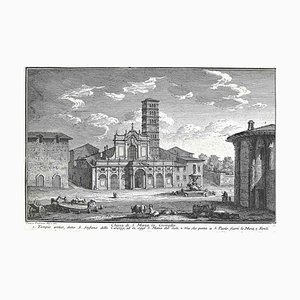 Aguafuerte según Giuseppe Vasi, iglesia de S. Maria in Cosmedin, finales del siglo XVIII