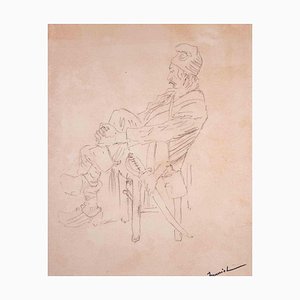 Pierre Georges Jeanniot, Rest, Original Pencil on Paper Drawing, Early 20th Century