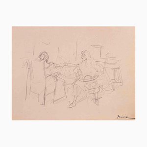 Pierre Georges Jeanniot, Figure, Matita su disegno originale, inizio XX secolo