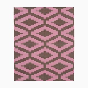 Tapis Dhurrie Rose avec Motif Géométrique