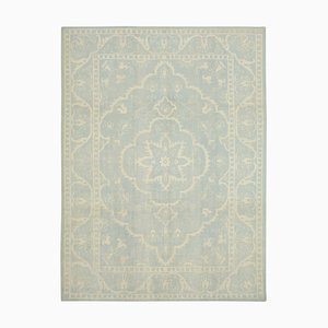 Tapis Oushak Vintage Beige en Laine et Coton