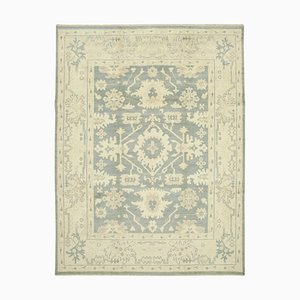 Tappeto Oushak vintage in lana beige, inizio XXI secolo