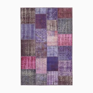 Purple Patchwork Rug in Wool