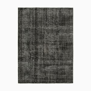 Schwarzer Überfärbter Area Teppich aus Wolle