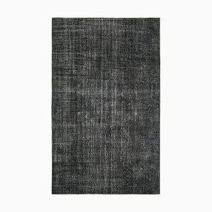 Tapis Noir en Laine Surteintée