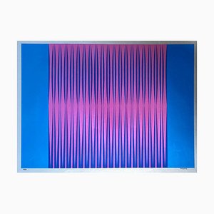 Dordevic Miodrag, Kinetic Composition in Pink and Blue with Background Silver, 1975, Screen Print
