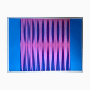 Dordevic Miodrag, Kinetic Composition in Pink and Blue with Background Silver, 1975, Siebdruck