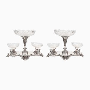 Sheffield Silver Plate and Glass Centrepieces, Set of 2