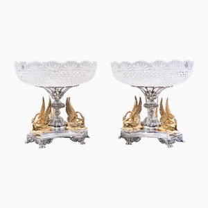 Silver Plate Swan Dishes, 1985, Set of 2