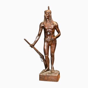 Indian Frederic Remington 3/4 Bronze Statue, 1890s