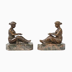 Klassische französische Buchstützen aus Bronze, 2er Set