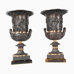 Classical Bronze Campana Urns, Set of 2