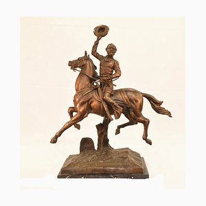 Sheridans Ride Bronze: caballo vaquero y jinete al estilo de James Kelly