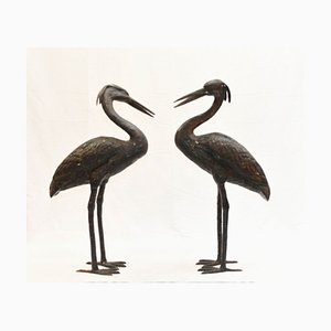 Japanese Bronze Cranes, Set of 2