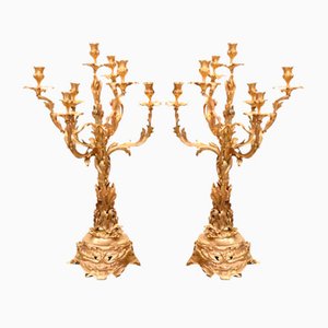 Candelabros rococó Ormolu English Regency Velas doradas. Juego de 2