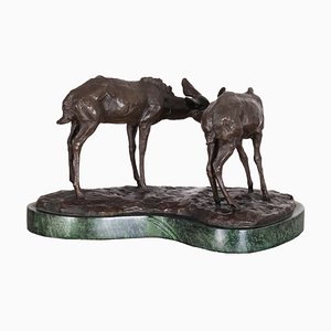Vintage Bronze Deer Statues