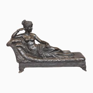 Italian Bronze Reclining Female Nude Statue Canova Venus Victorious