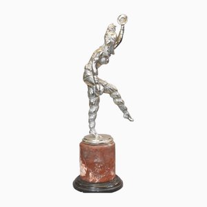 Art Deco Bronze & Marble & Silver Chiparus Egyptian Dancer Figurine Statue, 1980s