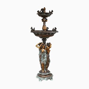 Large Classical French Bronze Fountain with Maidens