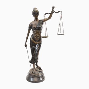 Statue de Dame de Justice en Bronze Échelles Juridique Justitia Themis