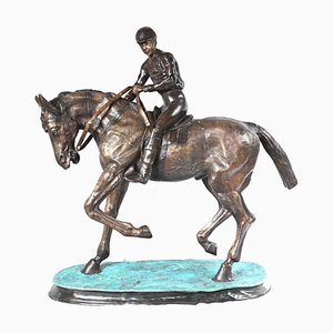 Französische Bronze Jockey Statue von Pj Mene
