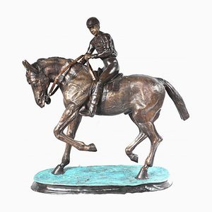 Statue Jockey Cheval en Bronze de Pj Mene, France