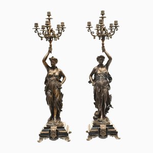 French Bronze Candelabras by Gregoire, Set of 2