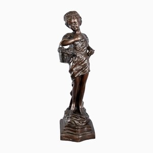 Bronze viktorianische Mädchen Obst Verkäufer Figur