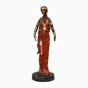 Art Nouveau Bronze Female Figurine Statue, 1930s