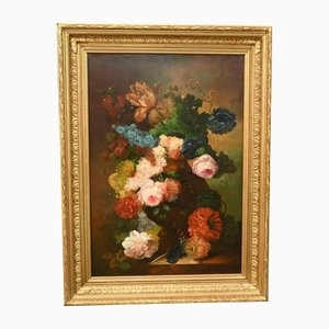Georgian Artist, Still Life with Flowers, Oil Painting, Framed