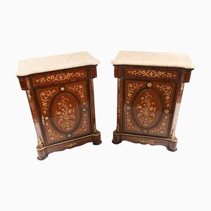 French Marquetry Inlay Cabinets, Set of 2