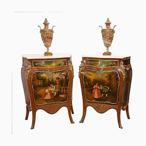 French Painted Cabinets in the Style of Vernis Martin, Set of 2