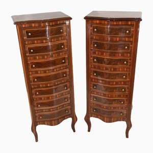Regency Tall Boy Chests of Drawers, Set of 2