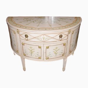French Louis XV Painted Demi Lune Cabinet