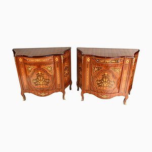 French Empire Marquetry Inlay Cabinets, Set of 2