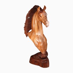 Italian Hand Carved Horse Bust Sculpture