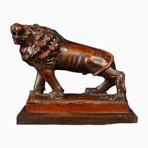 African Hand Carved Lion Statue