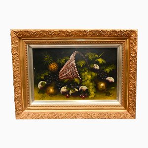 A. Vine, Still Lifes with Horn of Plenty, Oil on Canvas Paintings, Set of 2